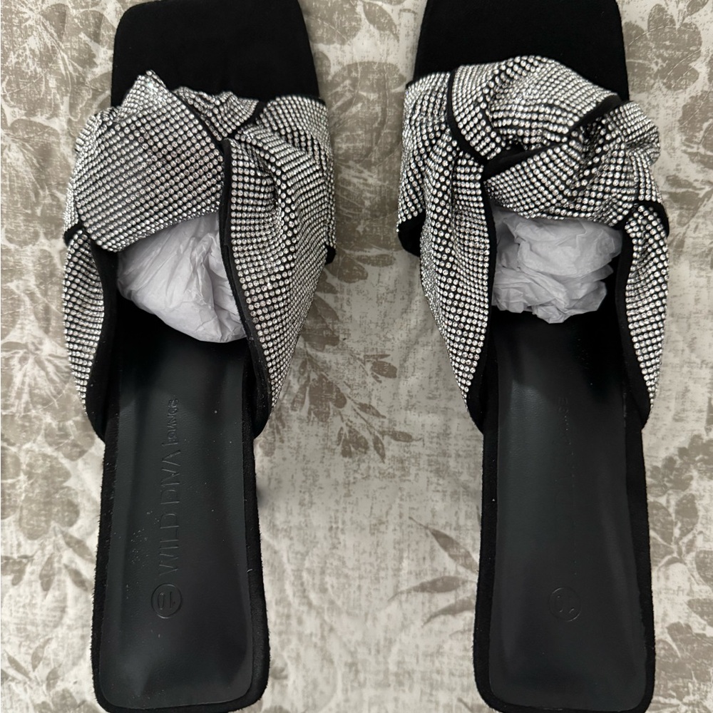 Black & Silver Mules